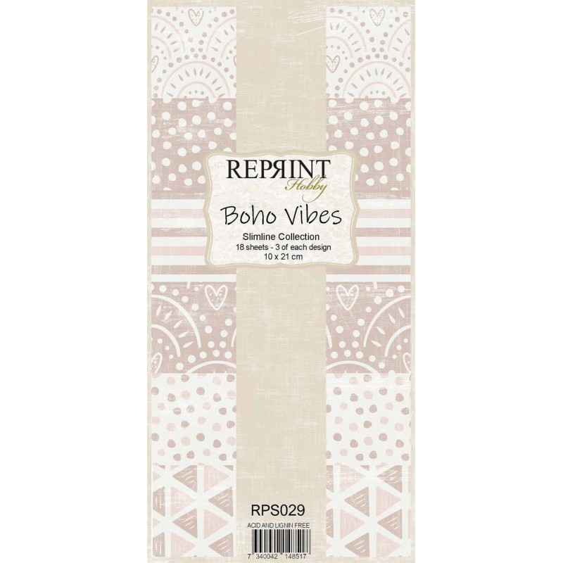 REPRINT Paperpack "Boho Vibes"  Slimline 10x21cm - 18 ark