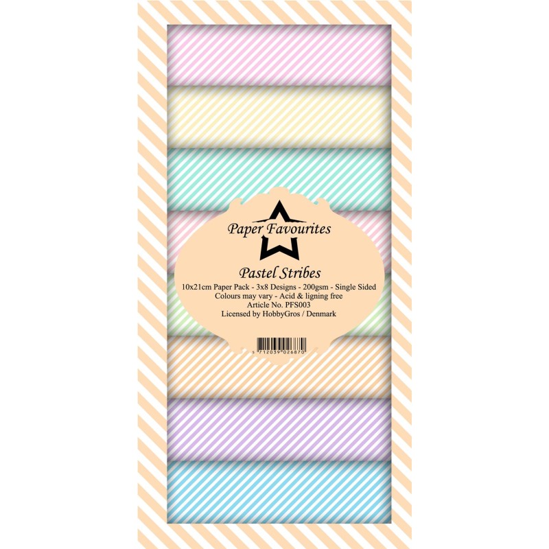 Paper Favourites Slim Card 10x21 cm "Pastel Stribes"