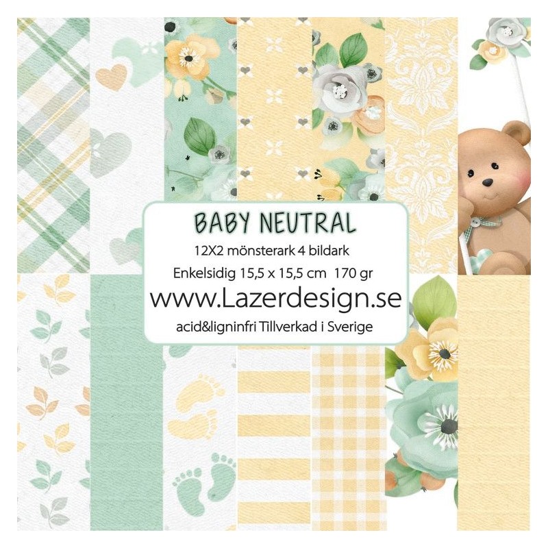 Lazer Design Pappersblock "Baby Neutral" 15,5x15,5