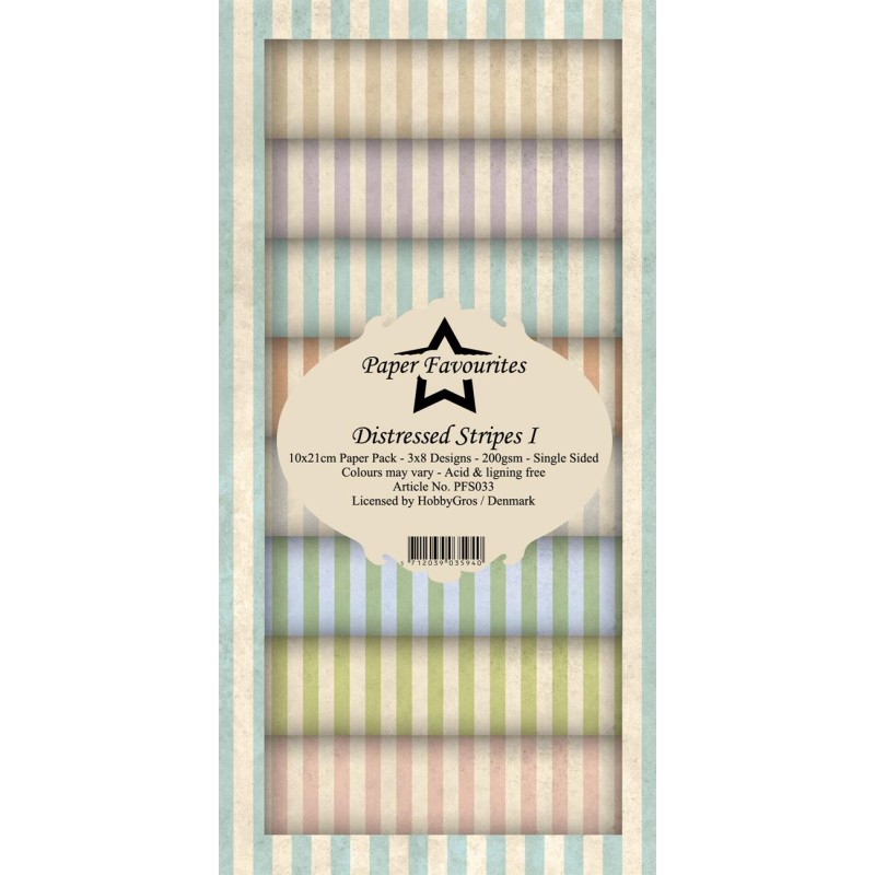 Paper Favourites Slim Card "Distressed Stripes I" 10x21cm