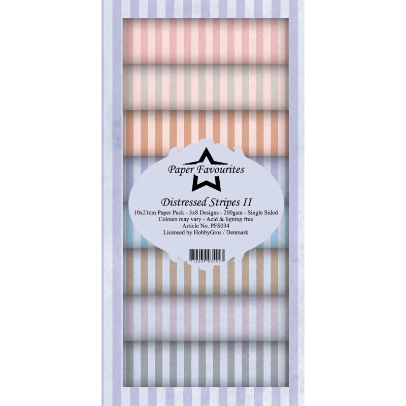 Paper Favourites Slim Card "Distressed Stripes II" 10x21cm