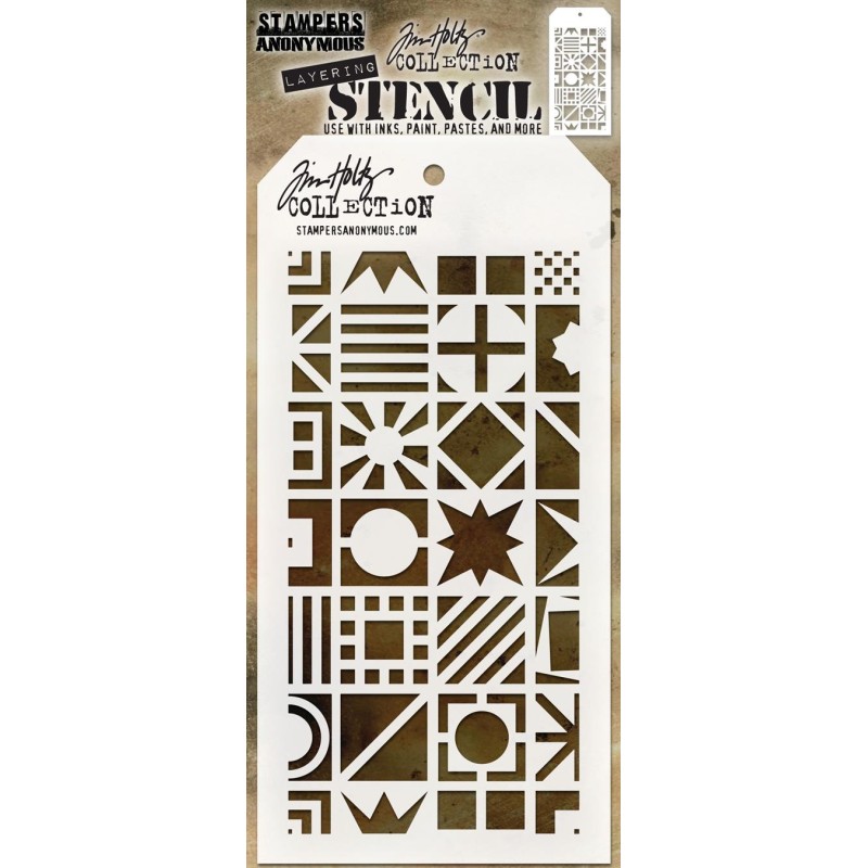 TIM HOLTZ STENCIL 10x21 cm “Patchwork Cube”
