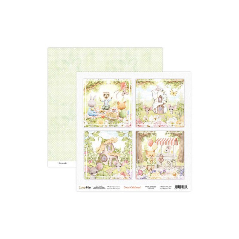 ScrapBoys Sweet Childhood paper sheet DZ  190gr 30,5x30,5cm SWCH-02