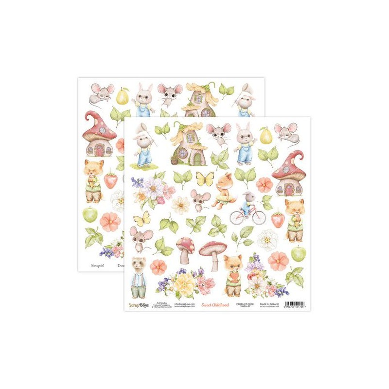 ScrapBoys Sweet Childhood paper cut out elements DZ  190gr 30,5x30,5cm