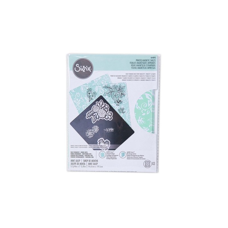 Sizzix • Storage Printed Magnetic Sheets 3 Pack, 5 3/4" x 7 5/8"