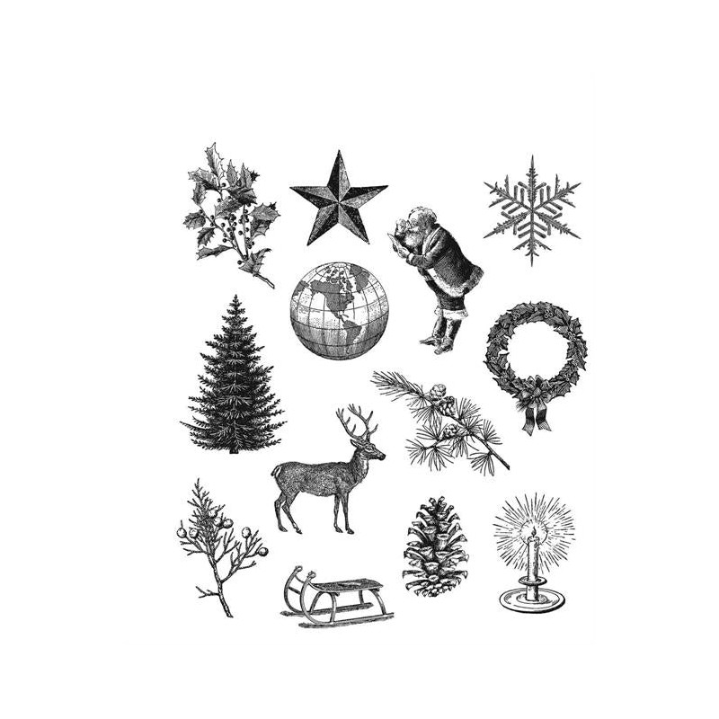 Stampers Anonymous Tim Holtz Cling Stamp“Holiday Things" TH-CMS441