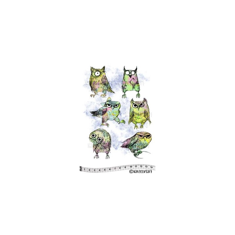 Katzelkraft Unmounted Rubber Stamp Set - Les Chouettes - KTZ237
