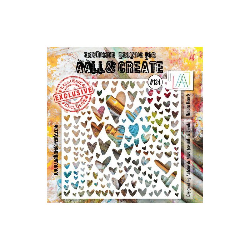 AALL & Create Stencil Heapza Hearts AALL-PC-134 15x15cm Autour de Mwa