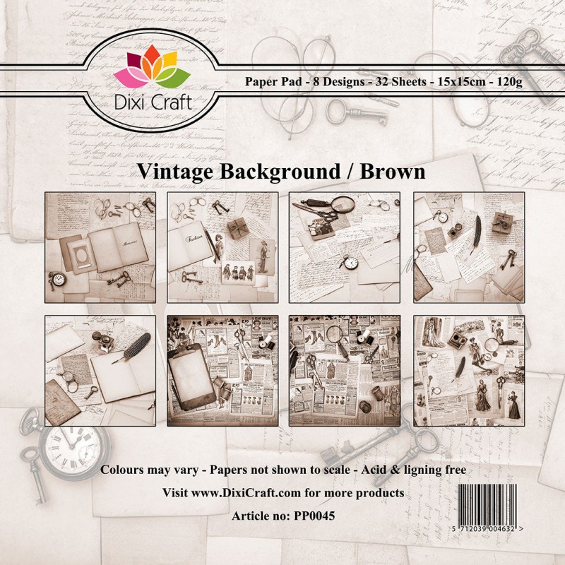 DIXI CRAFT PAPIRSBLOK Vintage Background / Brown15X15CM