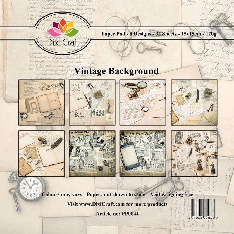 DIXI CRAFT PAPIRSBLOK Vintage Background 15X15CM