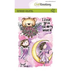 CraftEmotions clearstamps A6 - Angel & Bear 2 Carla Creaties
