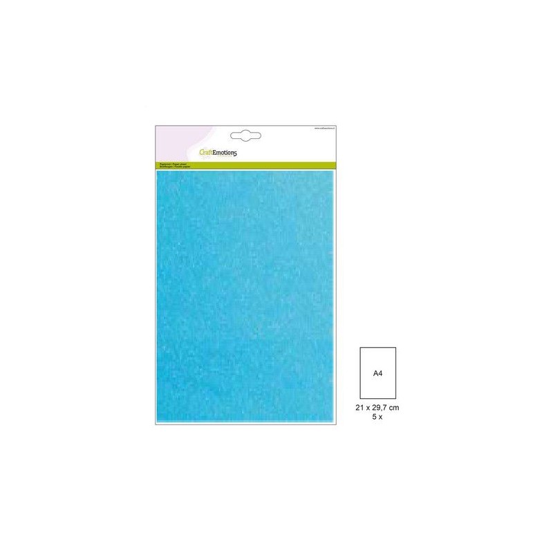 CraftEmotions Glitter paper 5 Sh "rainbow blue" 29x21cm 120gr