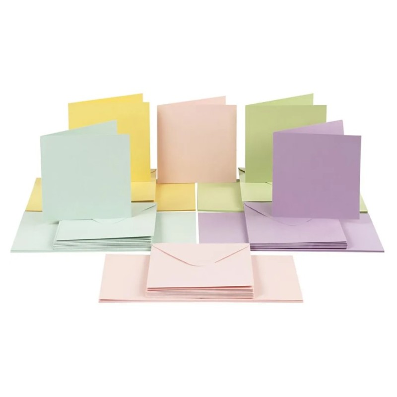 Kort och kuvert, PASTELL kortstl. 15x15 cm, kuvertstl. 16x16 cm, 120+240 g, 50 set/ 1 förp.