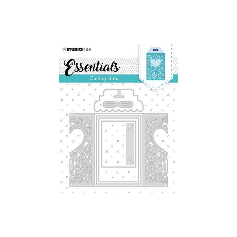 Studio Light Heart gate fold Cutting & Embossing Die set Essentials nr.10 - Portkortstansmall  13,4x13,8 cm