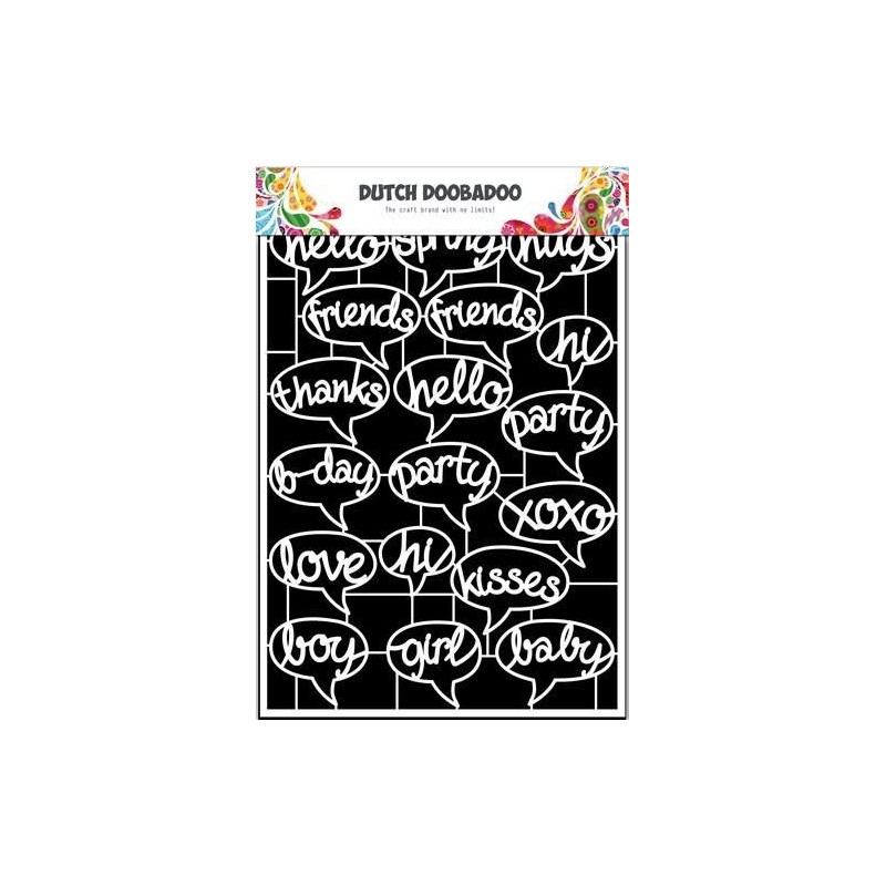 Dutch doobadoo Stencil Art text balloonbirds - A5